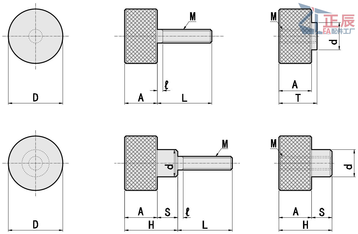 Twill Knurled Knobs NOBX