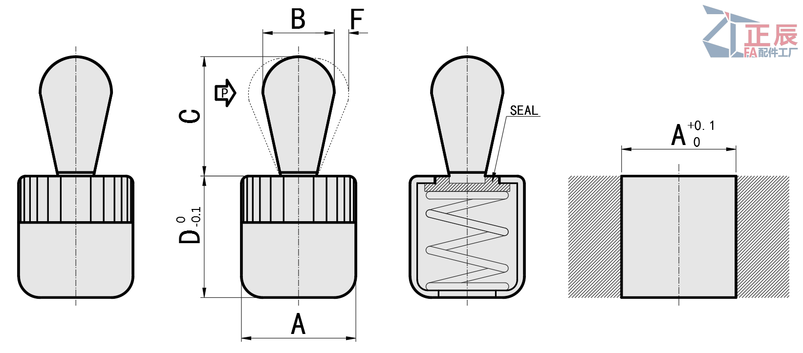 Lateral Spring Plungers smooth without seal