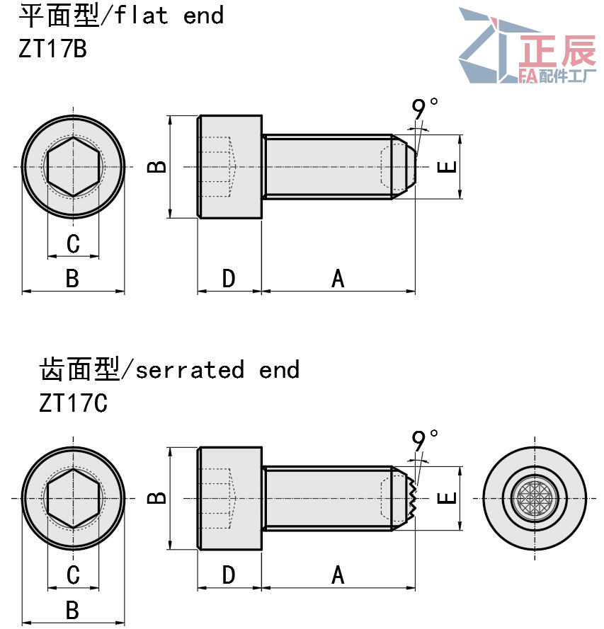 Clamping Bolts Swivel Tip PT17B PT17C