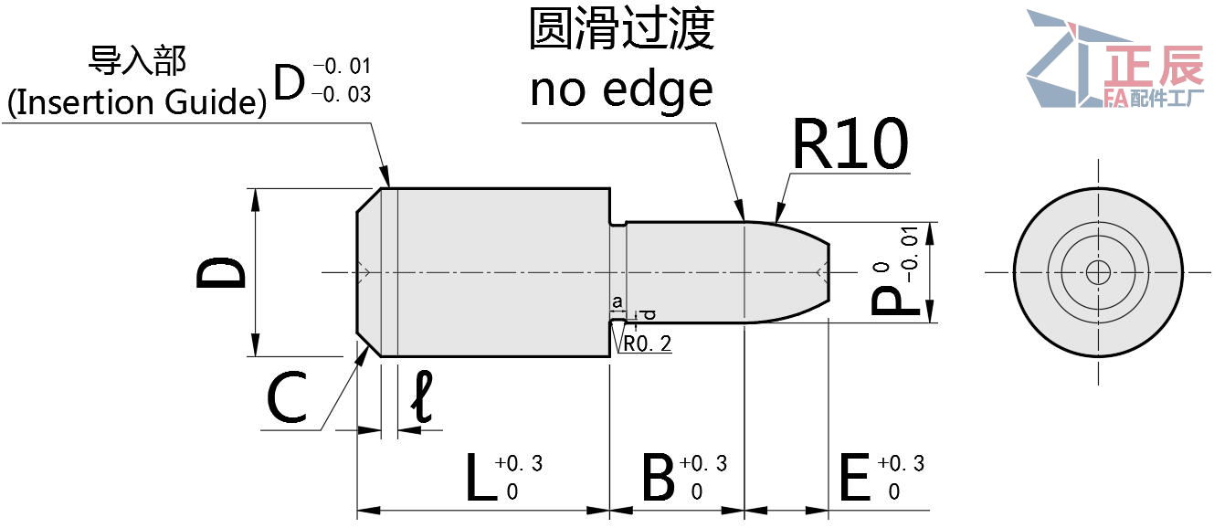 Small Head Locating Pin Round Head Tapered Tip Straight JPRSB