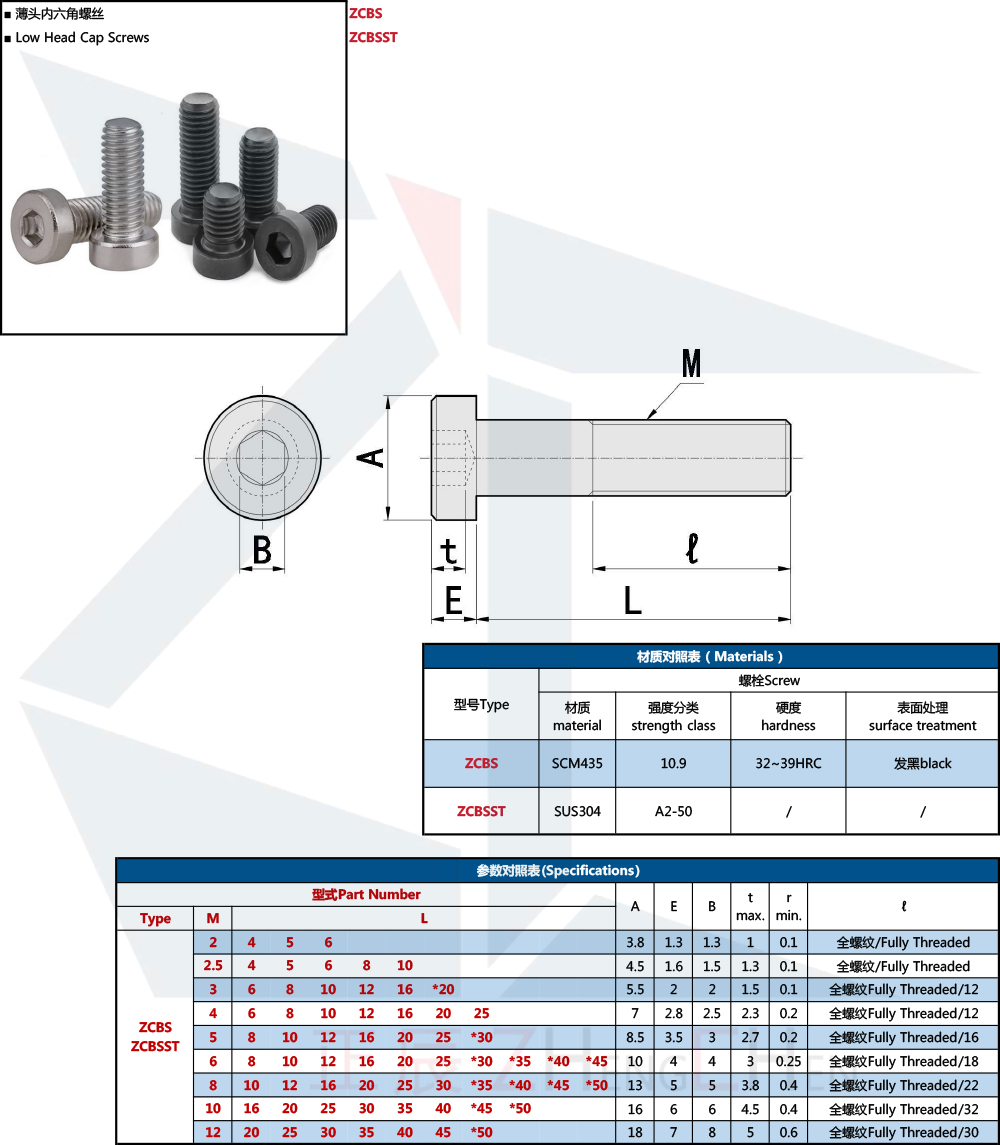 Low-Profile Hex Socket Cap Screw