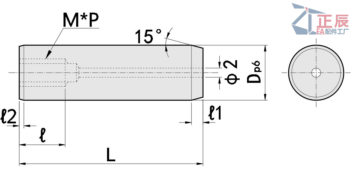 Dowel Pins Straight Tapped Through Hole One End Chamfered One End Radiused p6 Tolerance THS