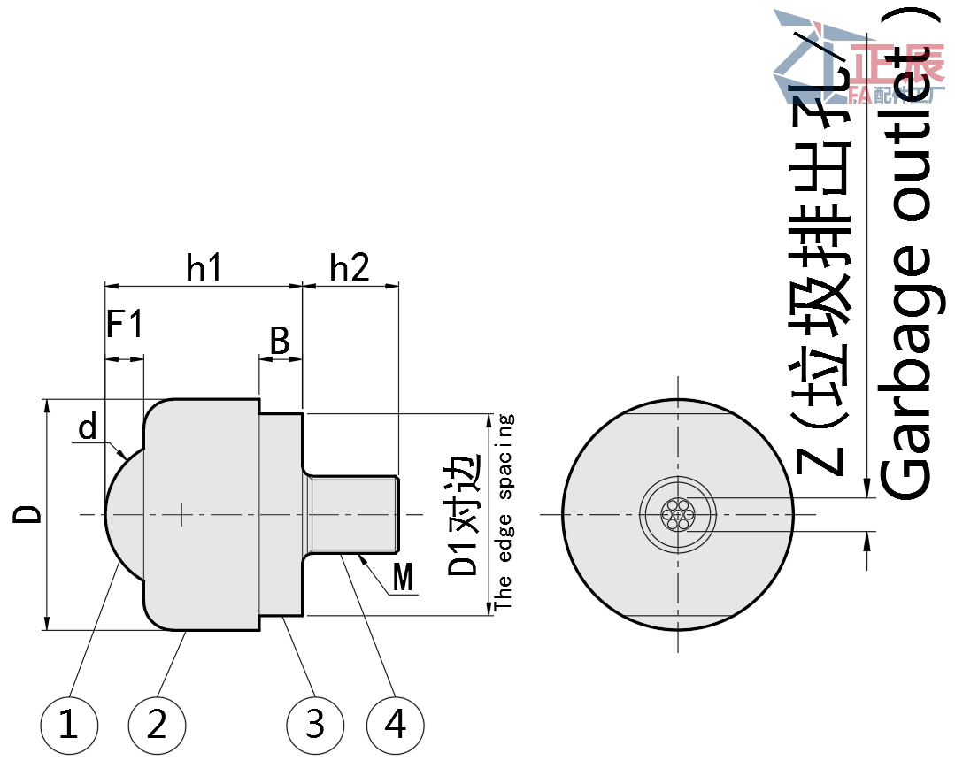 Ball Rollers Milled Screw Mounting Type with Waste Discharge Hole/Slit BCBH