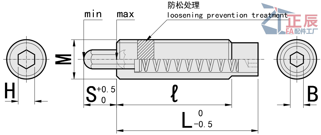 Spring Plungers with Hexagonal Nose PJLR PJHR