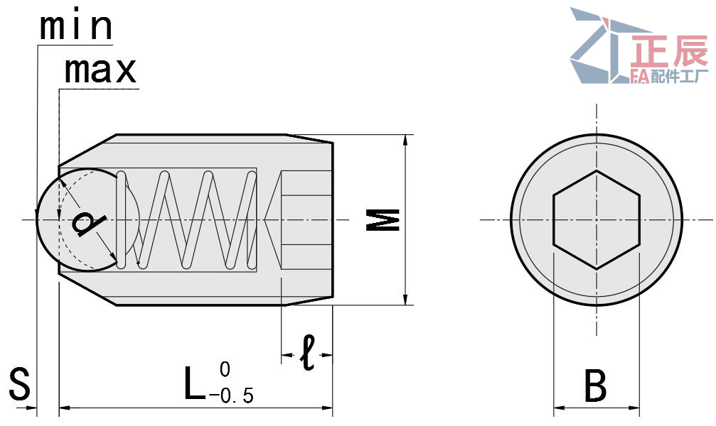 Stainless steel Ball Plungers with ball and ball hardened BMS 