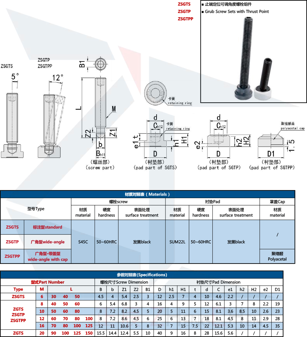 Grub Screws - Thrust Point