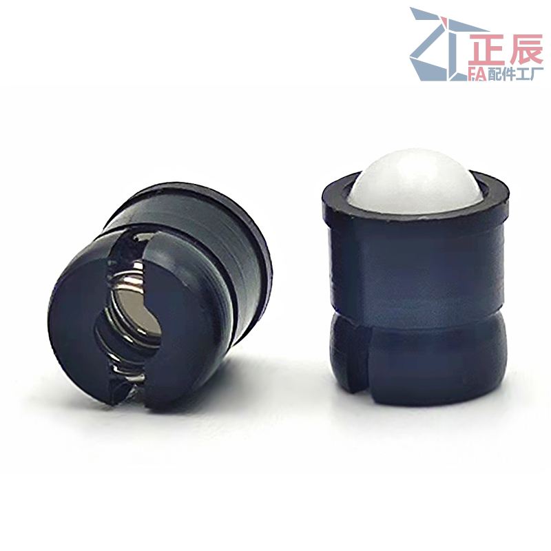 Press Fit Spring Plungers smooth with collar and ball self-clamping