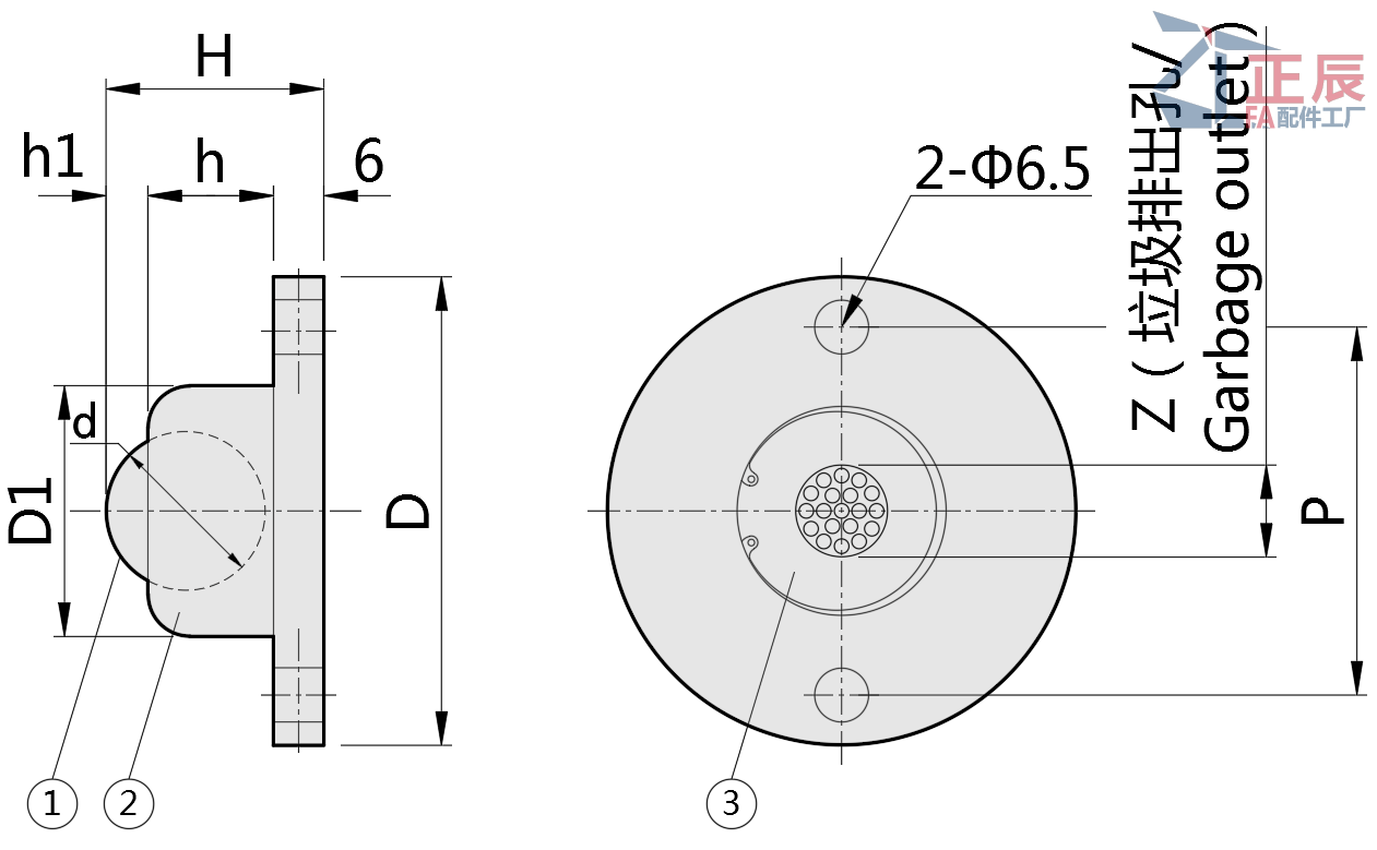 Ball Rollers Milled Flange Mounting Type with Waste Discharge Hole/Slit BCF