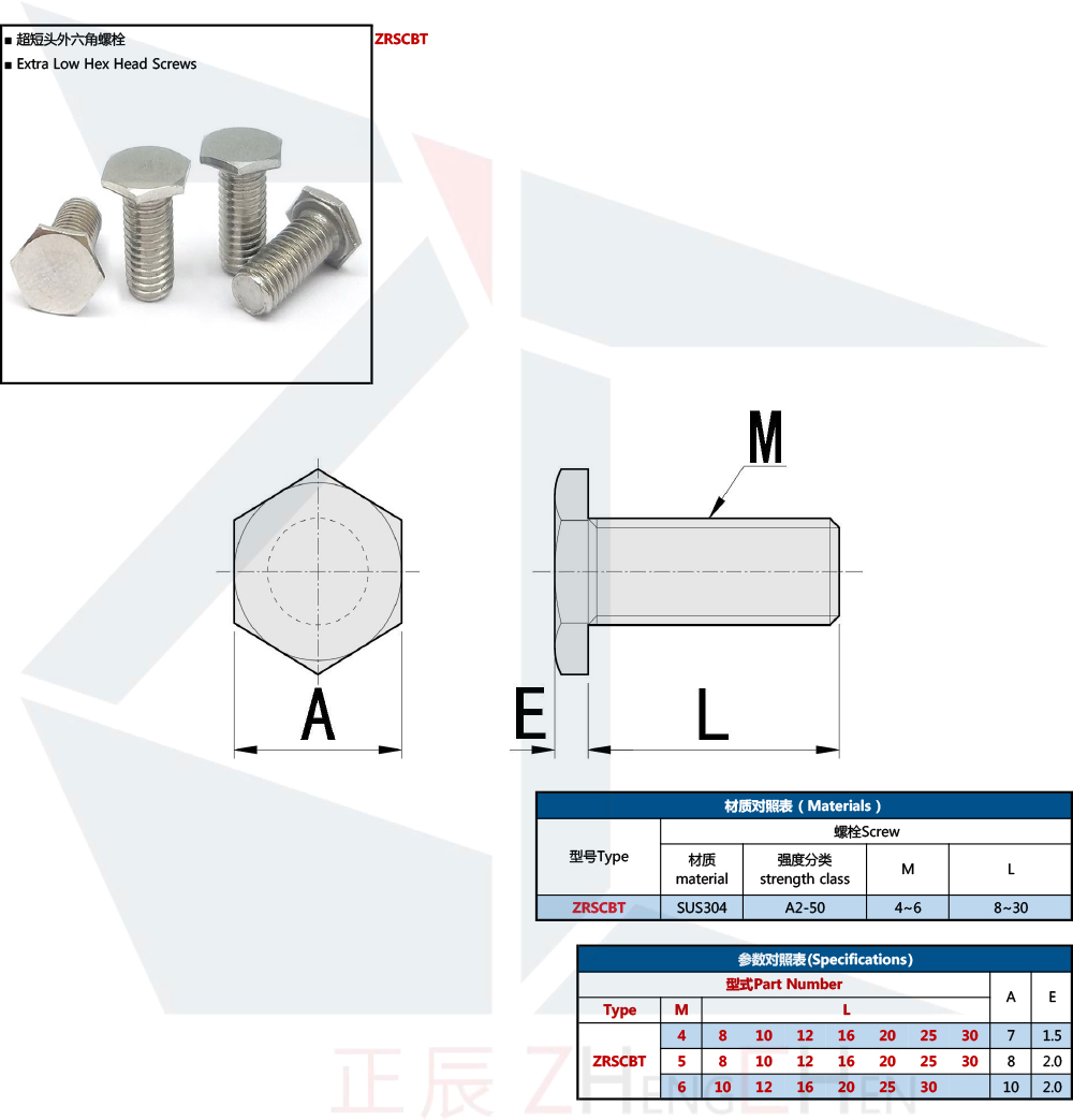 Extra Low-Profile Hex Head Screw 