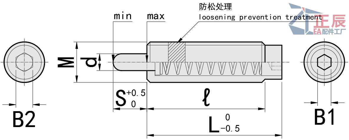 Spring Plungers Hexagonal Socket Hole PJLH