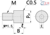 Large Head Locating Pin Round Head Flat Tip with Hex Socket Threaded Shank JPLR