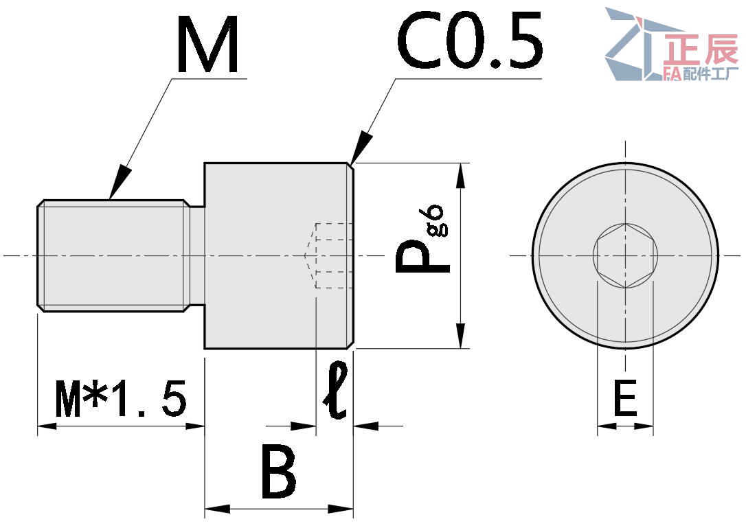 Large Head Locating Pin Round Head Flat Tip with Hex Socket Threaded Shank JPLR