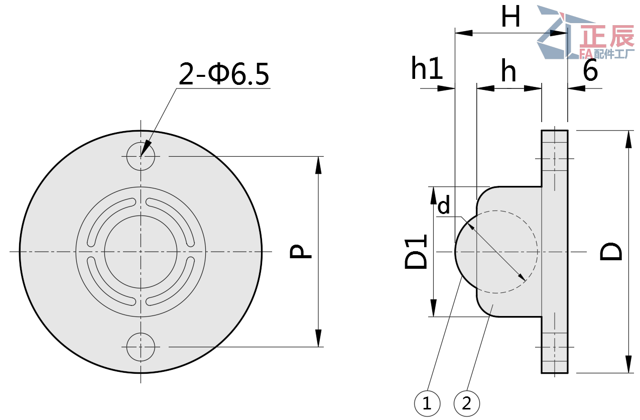 Ball Rollers Milled Flange Mounting Type with Waste Discharge Hole/Slit BCF