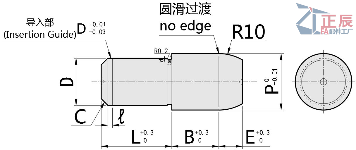 Large Head Locating Pin Round Head Tapered Tip JPRBB