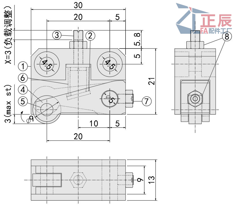 Compact Roller Plungers Load Adjusting CBPJ9