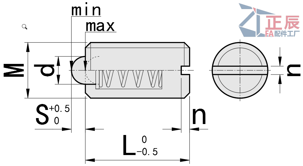 slot Inch Spring Plungers pin and Measurements