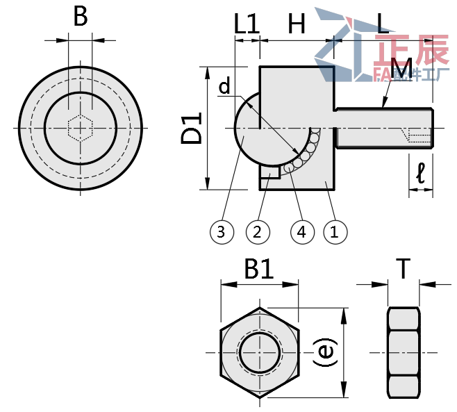 Ball Rollers Lock Nut Flange Mount BCHN