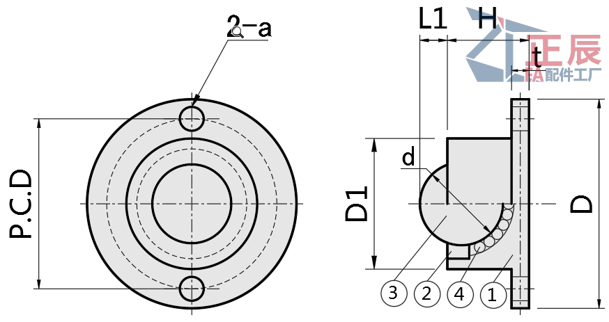 Stainless steel BCHF Flange Mount Ball Transfers 