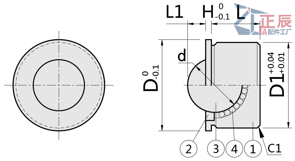 Stainless steel Press Fit Ball Rollers BCHA24