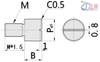 Large Head Locating Pin Round Head Flat Tip with Flatted Slot Threaded Shank JPLB